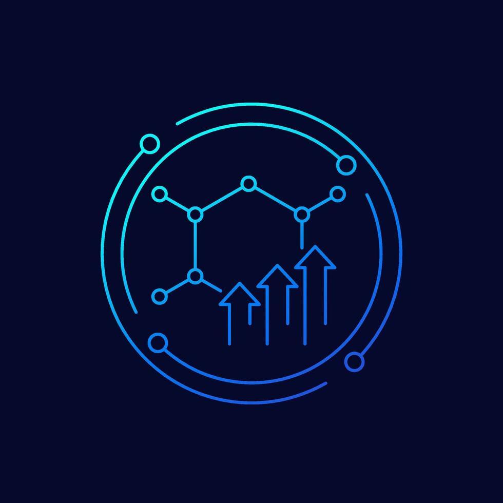 active ingredient icon with arrows, linear design vector