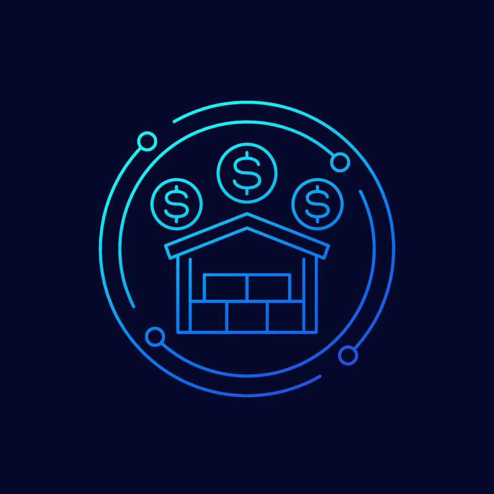 Storage costs icon, linear design vector