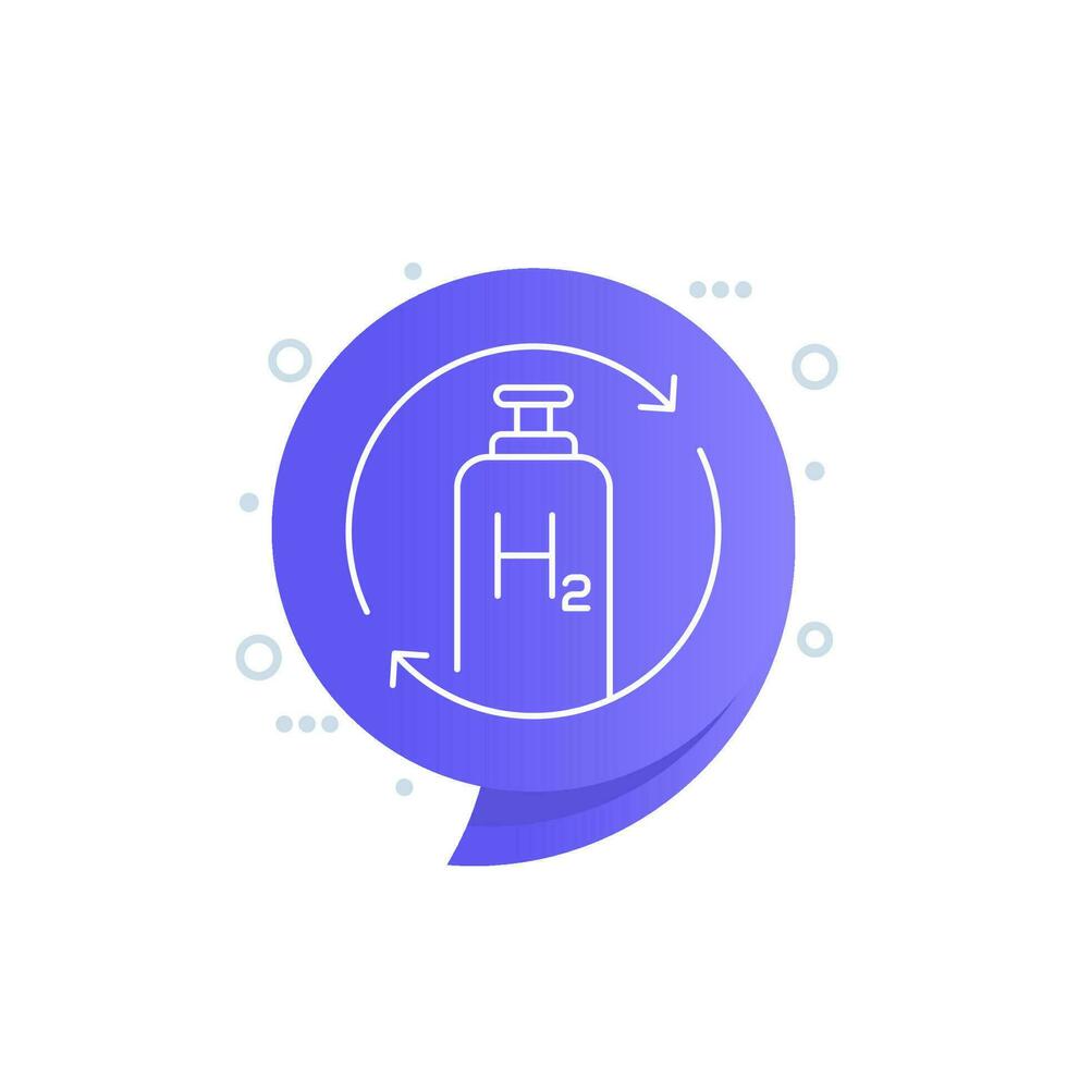 hydrogen gas tank refill line icon, vector