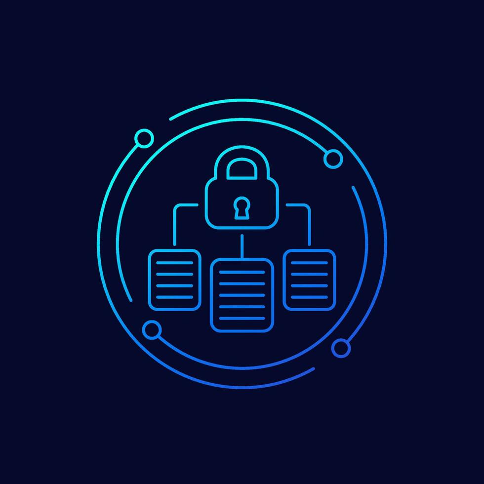 document protection icon, linear vector