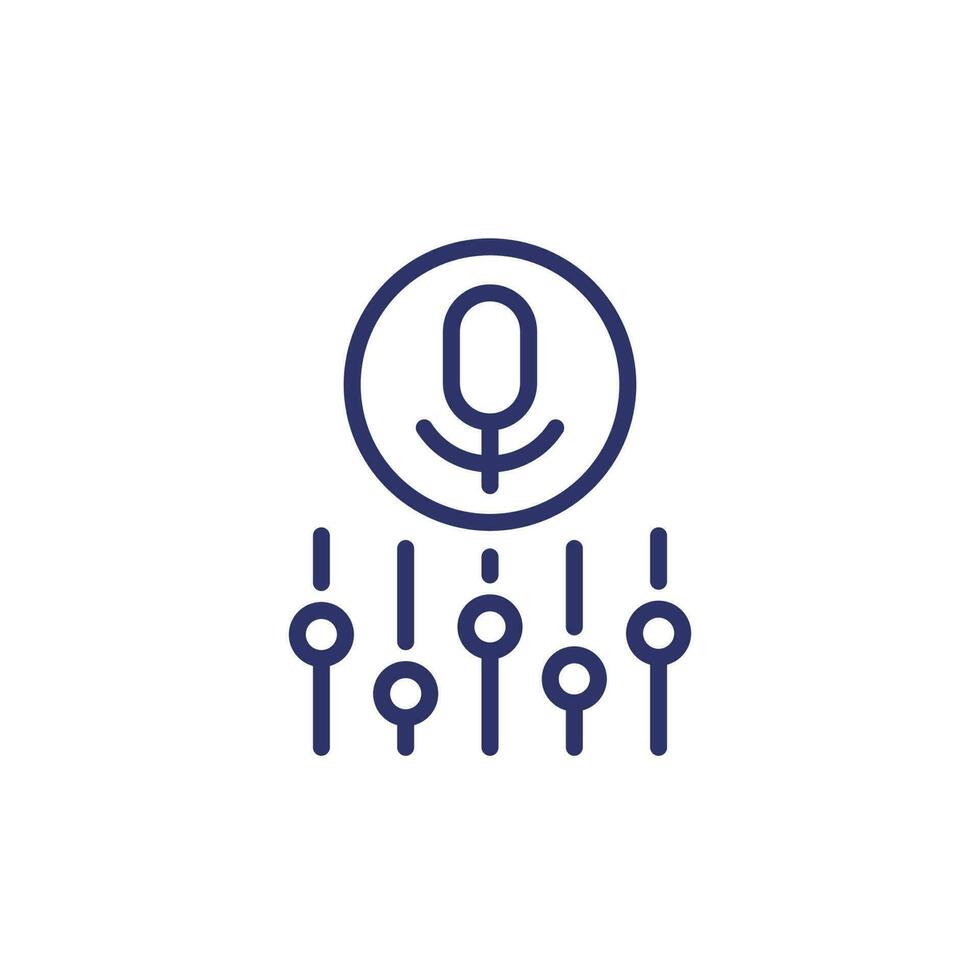 microphone settings line icon on white vector