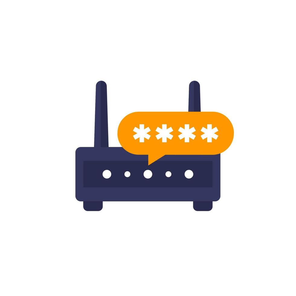 password access to wi-fi router, internet modem icon, flat vector