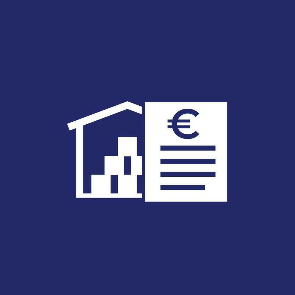 almacenamiento costos, pagos para almacenamiento inventario icono con euro vector