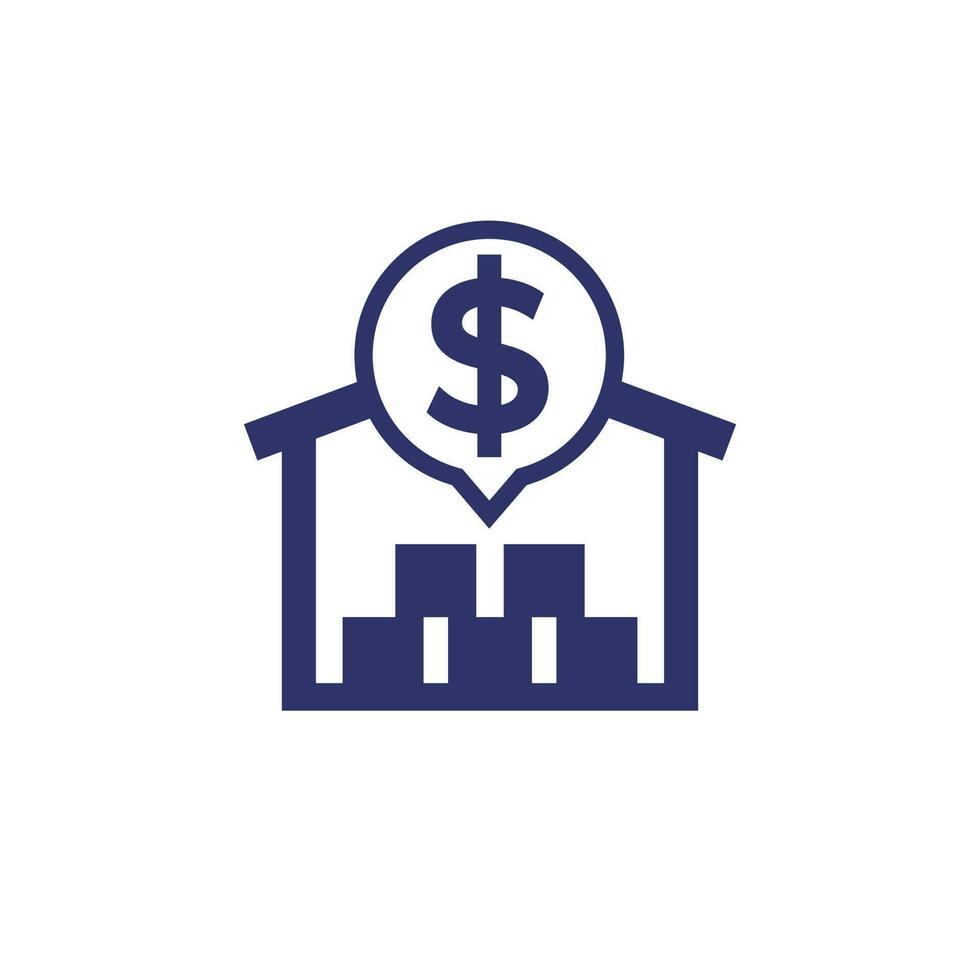 Storage costs icon with a warehouse vector