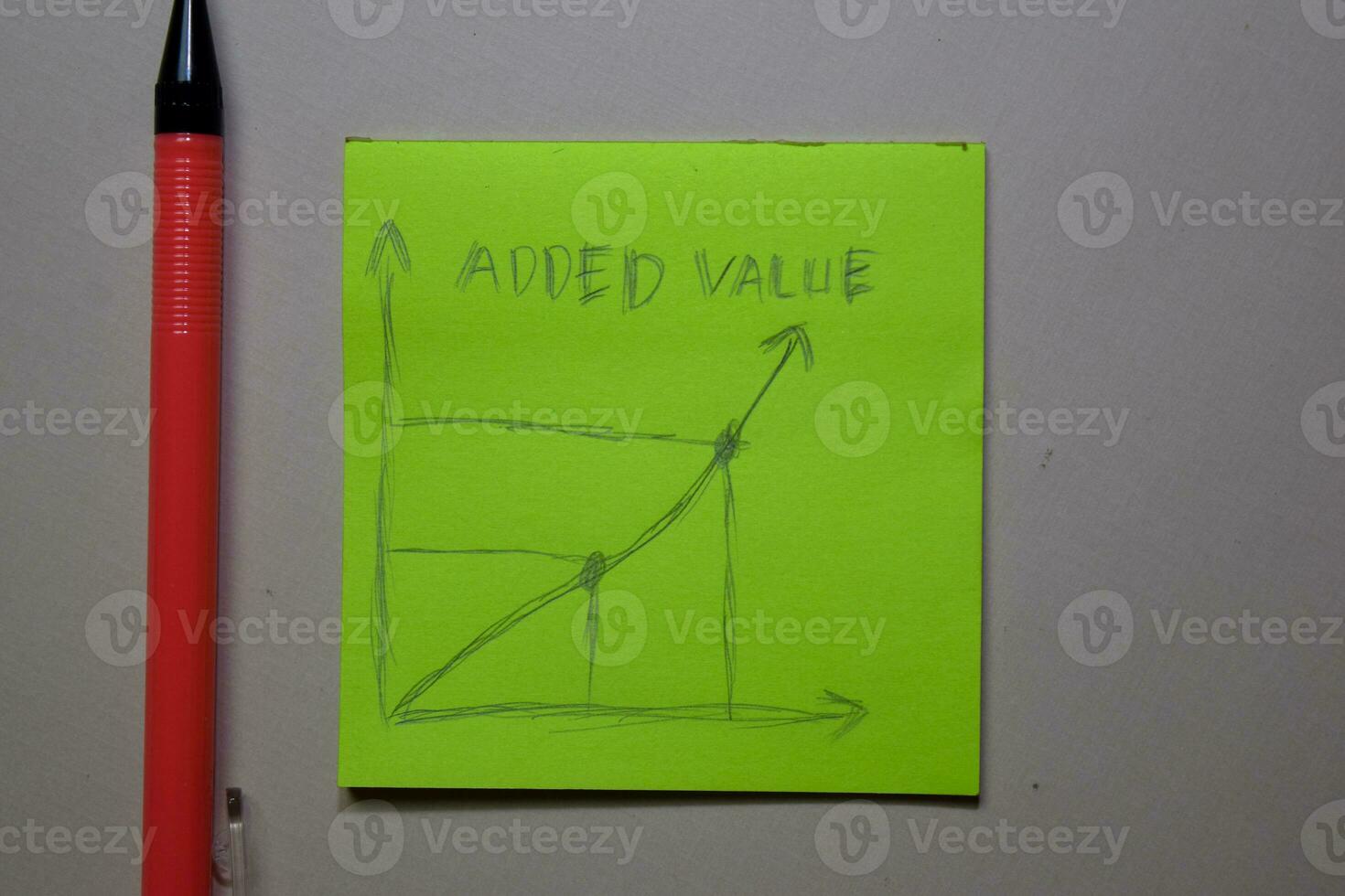 Added Value write on sticky note isolated on Office Desk. photo