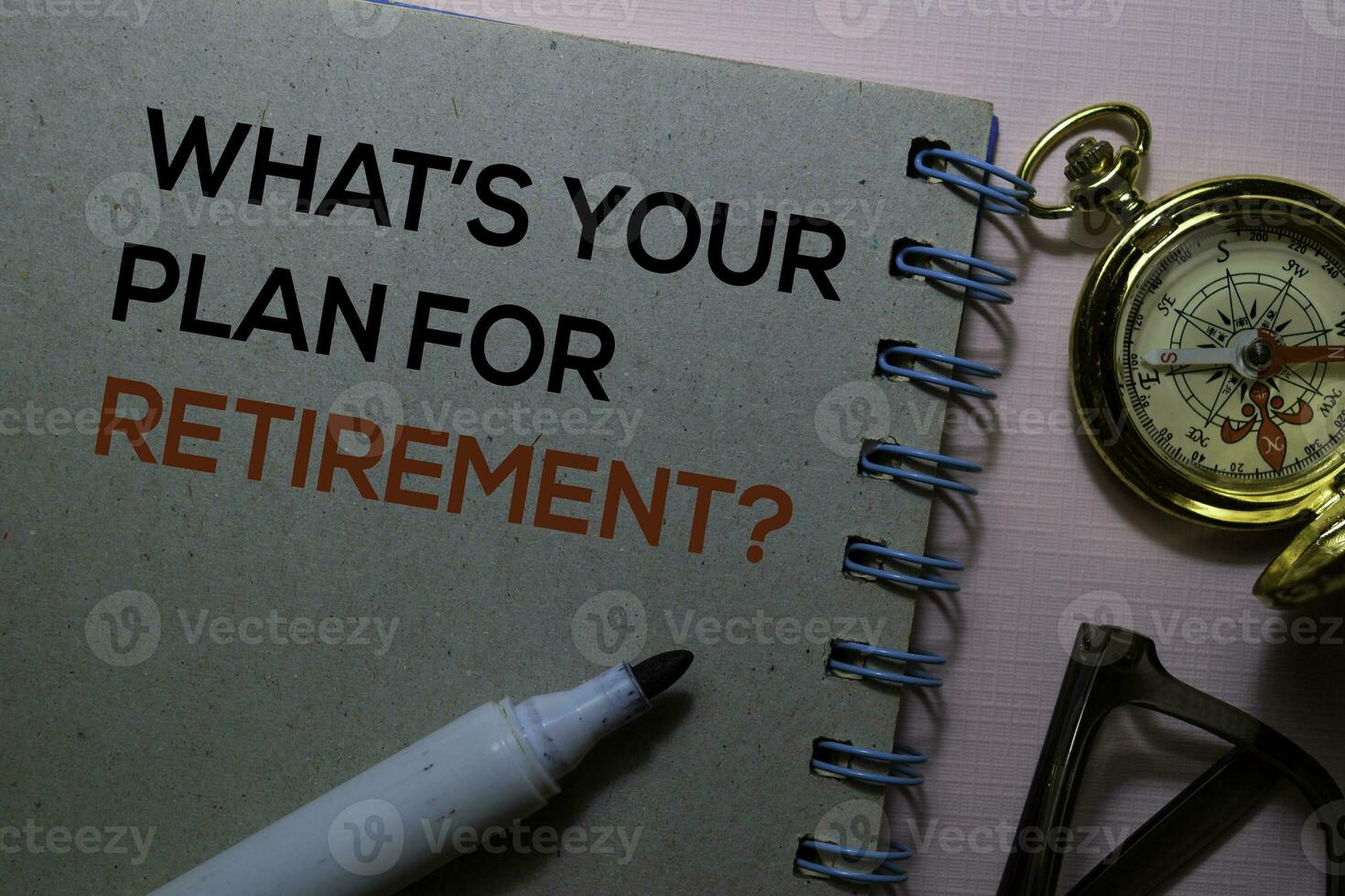 What's Your Plan For Retirement text on the book isolated on office desk photo