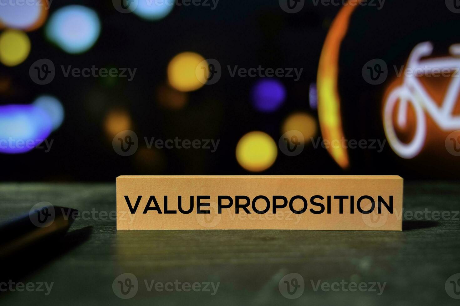 Value Proposition on the sticky notes with bokeh background photo