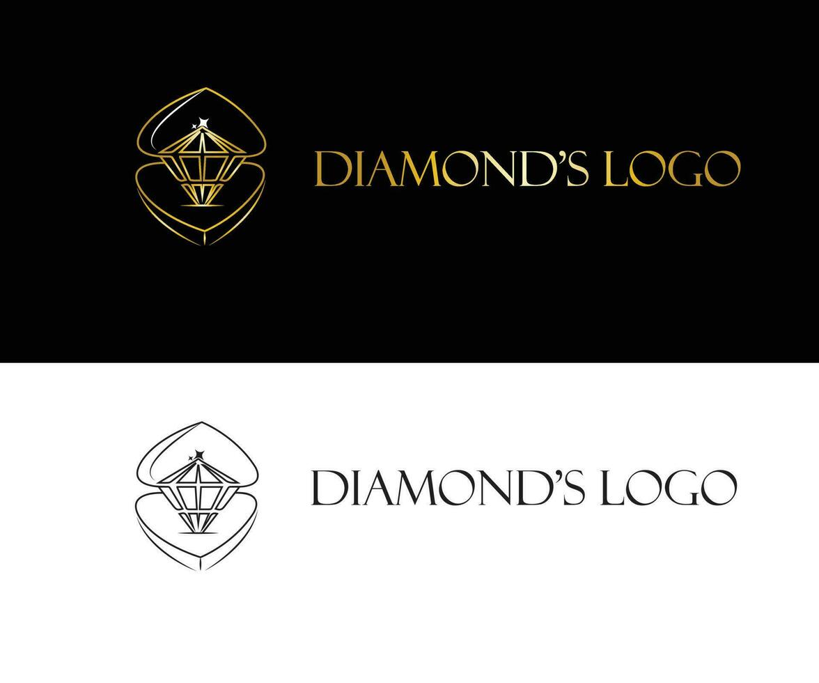 Diamond icon based Logo vector illustration for jewellery industry, black and white background version with dummy text for multi purpose use.