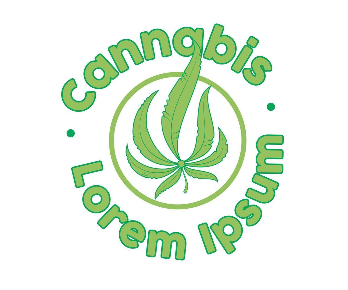 Cannabis leaf logo with dummy text vector illustration on white background.
