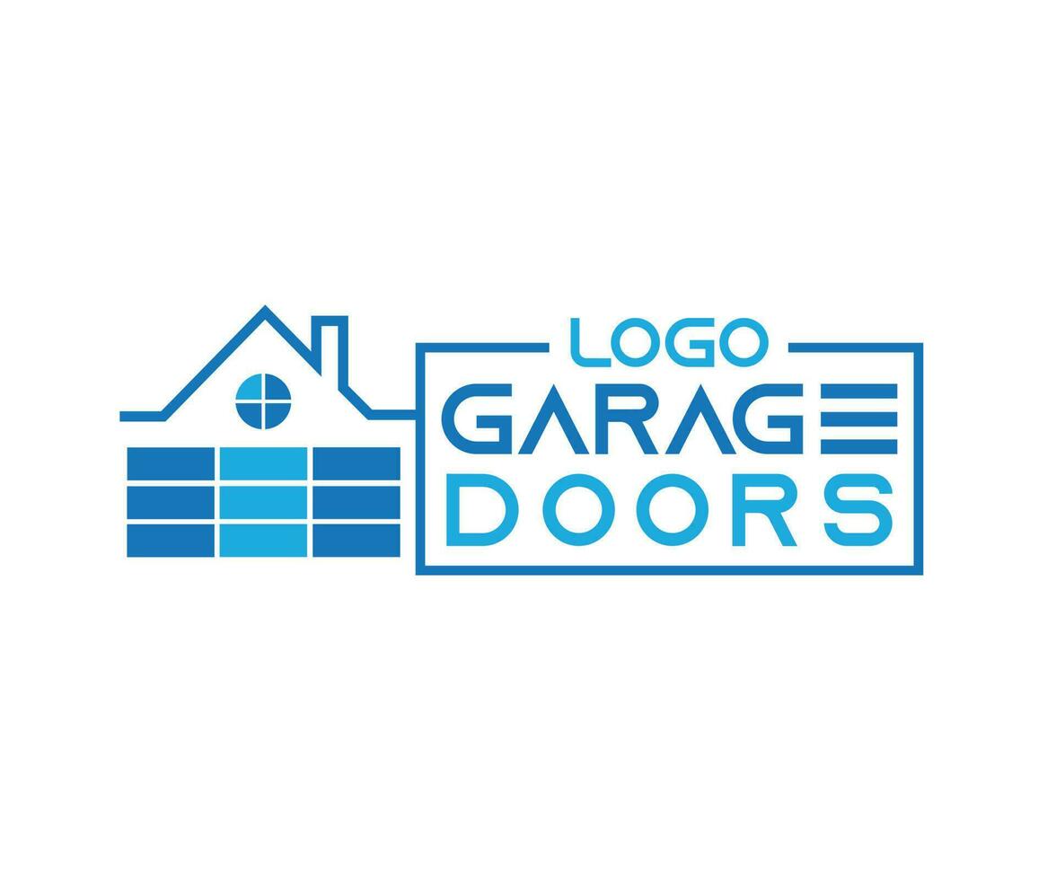 Residential house garage doors icon based logo vector illustration with dummy text for multi purpose use.