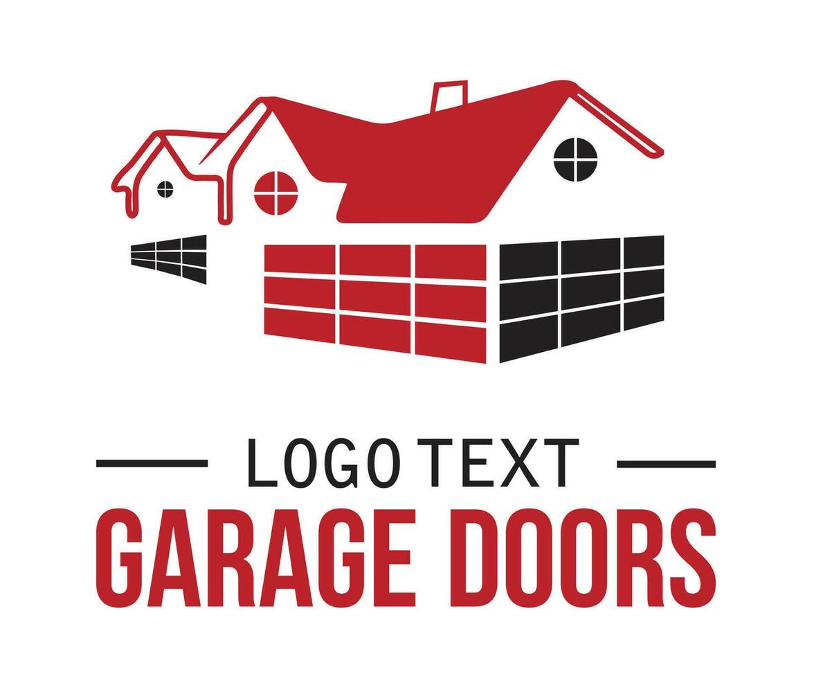 Residential house garage doors icon based logo vector illustration with dummy text for multi purpose use.