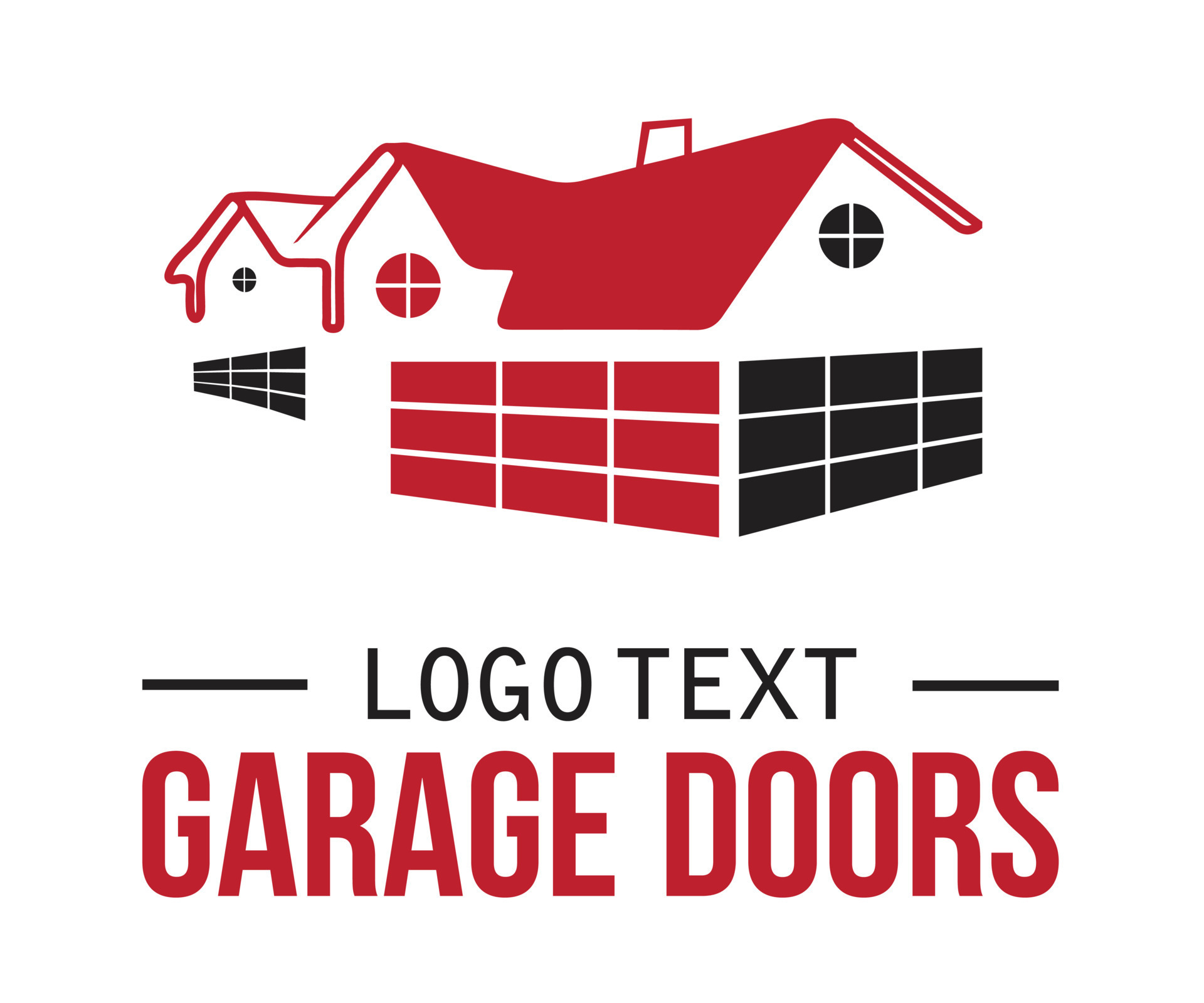 Residential house garage doors icon based logo vector illustration with