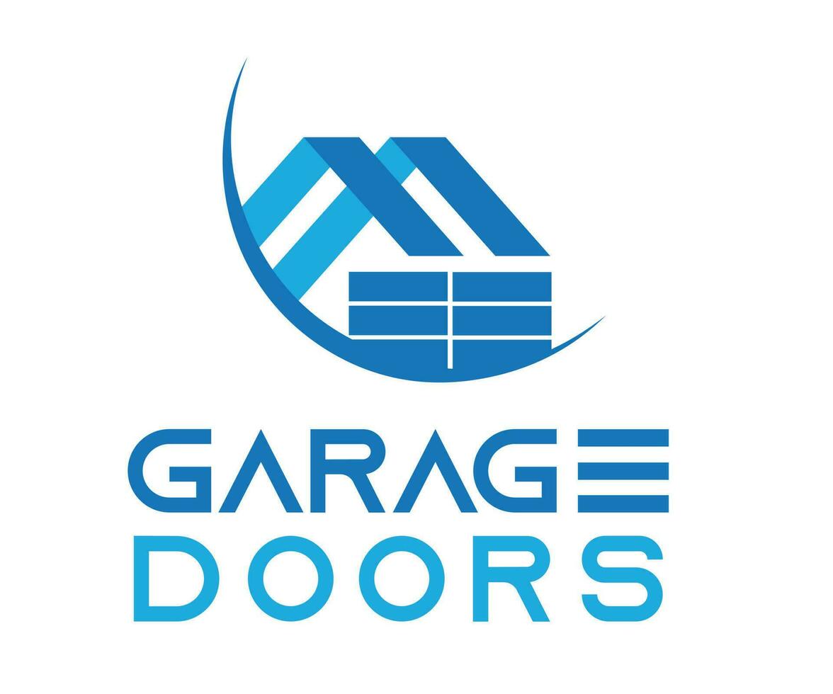 Residential house garage doors icon based logo vector illustration with dummy text for multi purpose use.