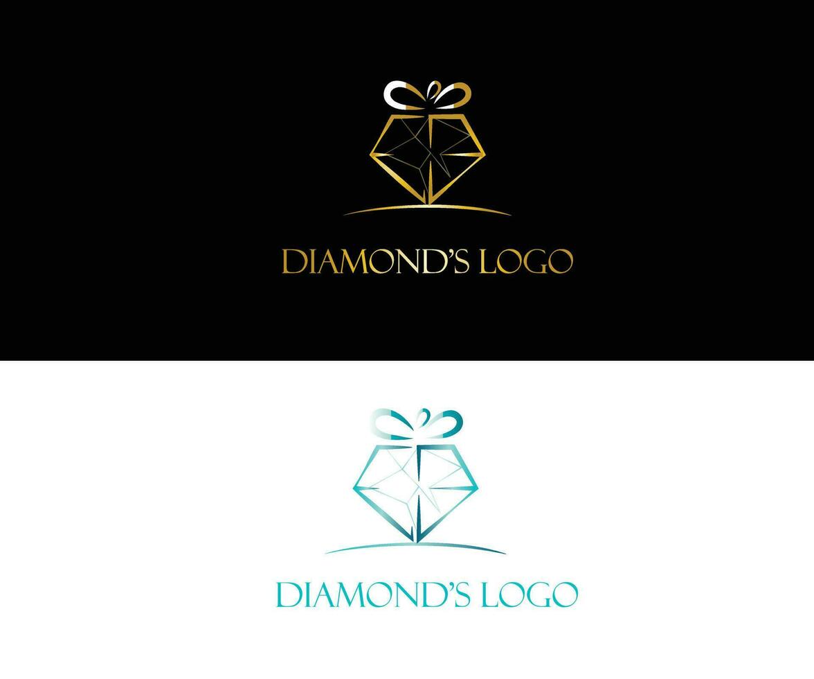 Diamond icon based Logo vector illustration for jewellery industry, black and white background version with dummy text for multi purpose use.