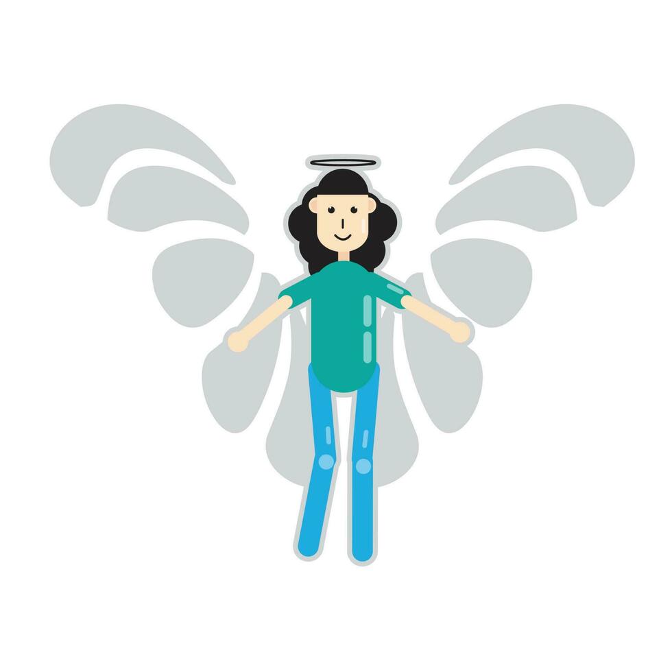 Abstract flat character holy 'Angel' with wings vector illustration design on white background.