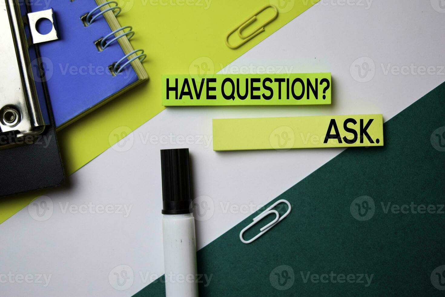 Have Question ASK. text on sticky notes with office desk concept photo