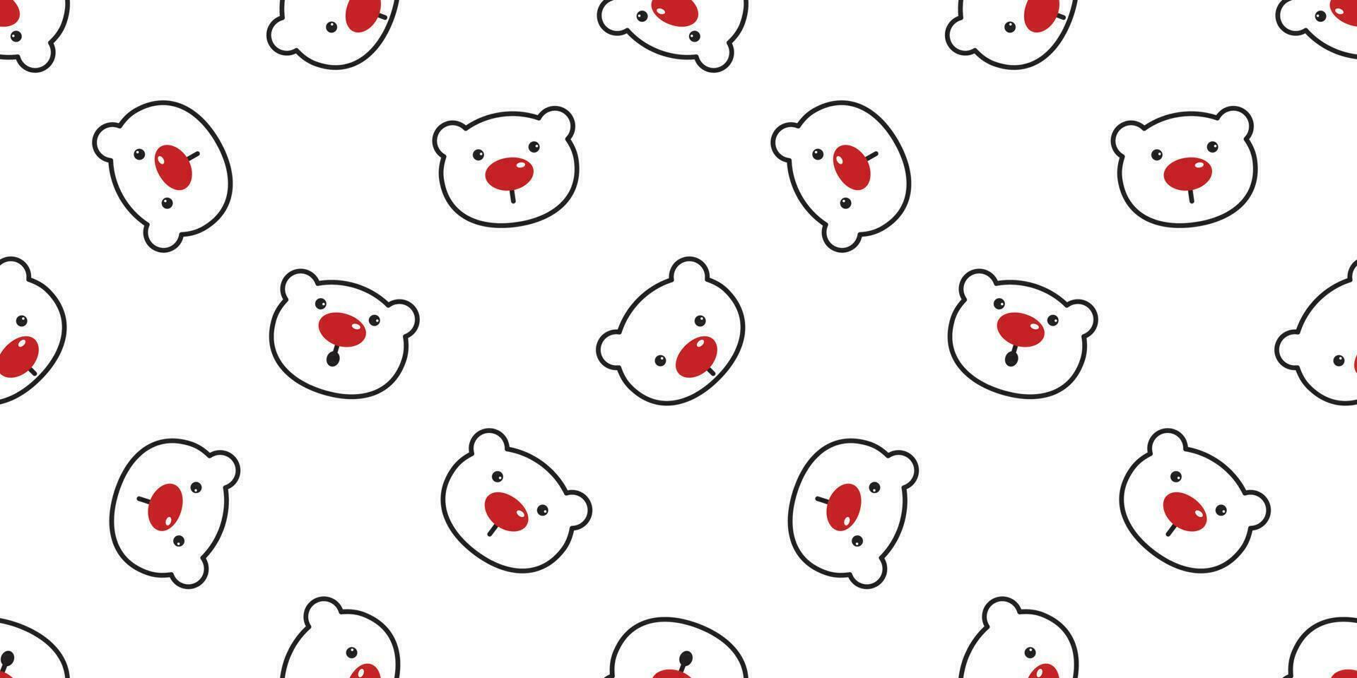 bear seamless pattern polar bear vector Christmas panda red nose teddy cartoon scarf isolated tile background repeat wallpaper illustration
