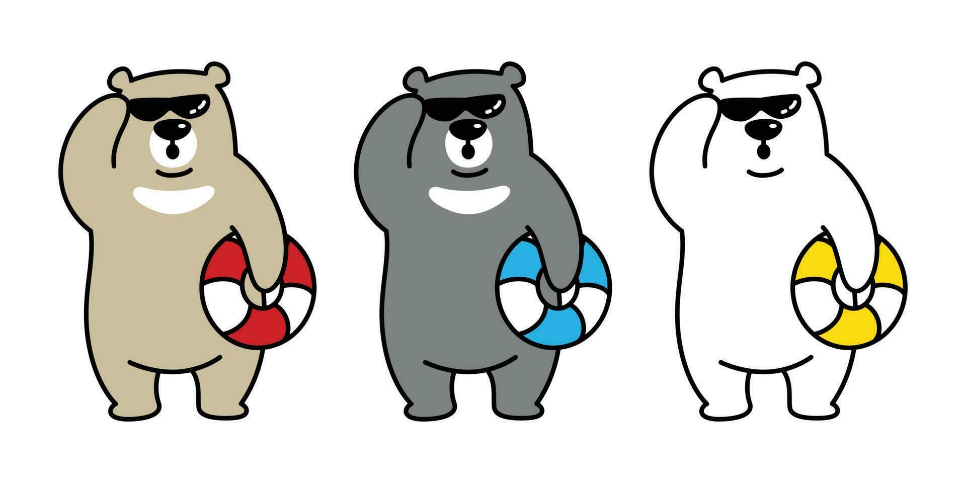 oso vector polar oso icono logo playa nadar anillo dibujos animados personaje ilustración