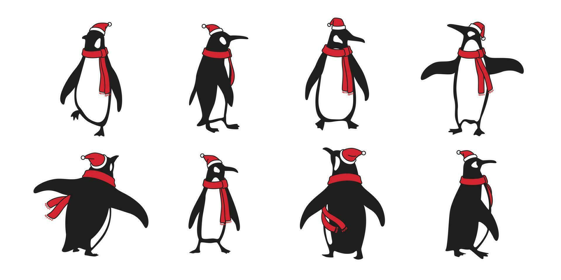 pingüino vector Navidad Papa Noel claus sombrero Navidad icono logo dibujos animados personaje oso polar oso ilustración