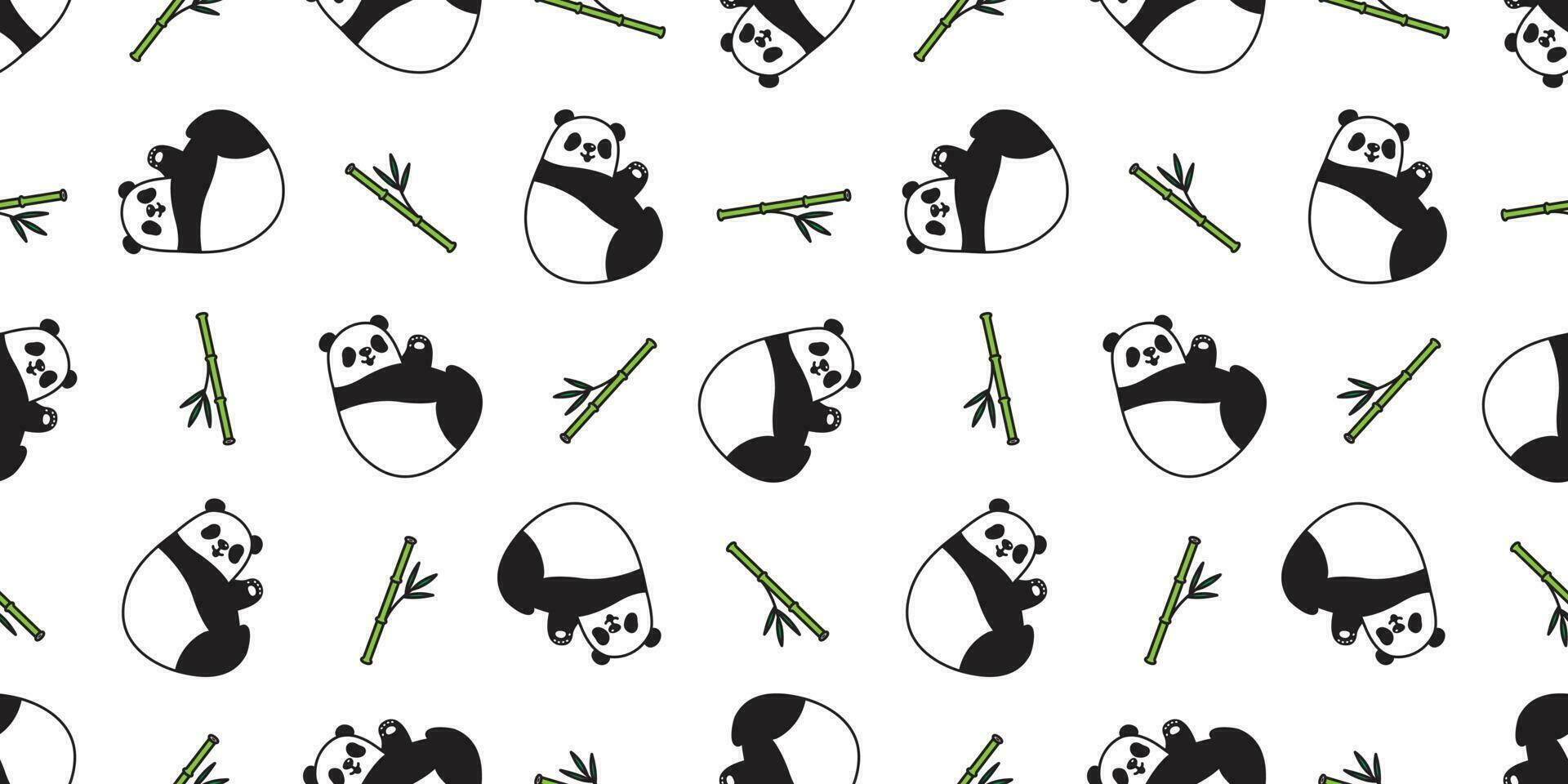 bear seamless pattern panda vector polar bear bamboo teddy scarf isolated tile background cartoon repeat wallpaper illustration