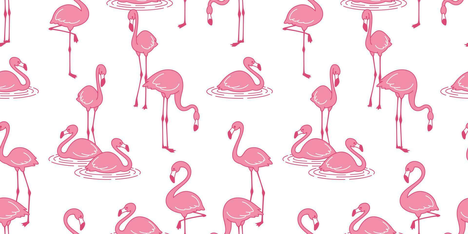 Flamingo seamless pattern vector pink Flamingos exotic bird tropical summer scarf isolated tile background repeat wallpaper cartoon illustration