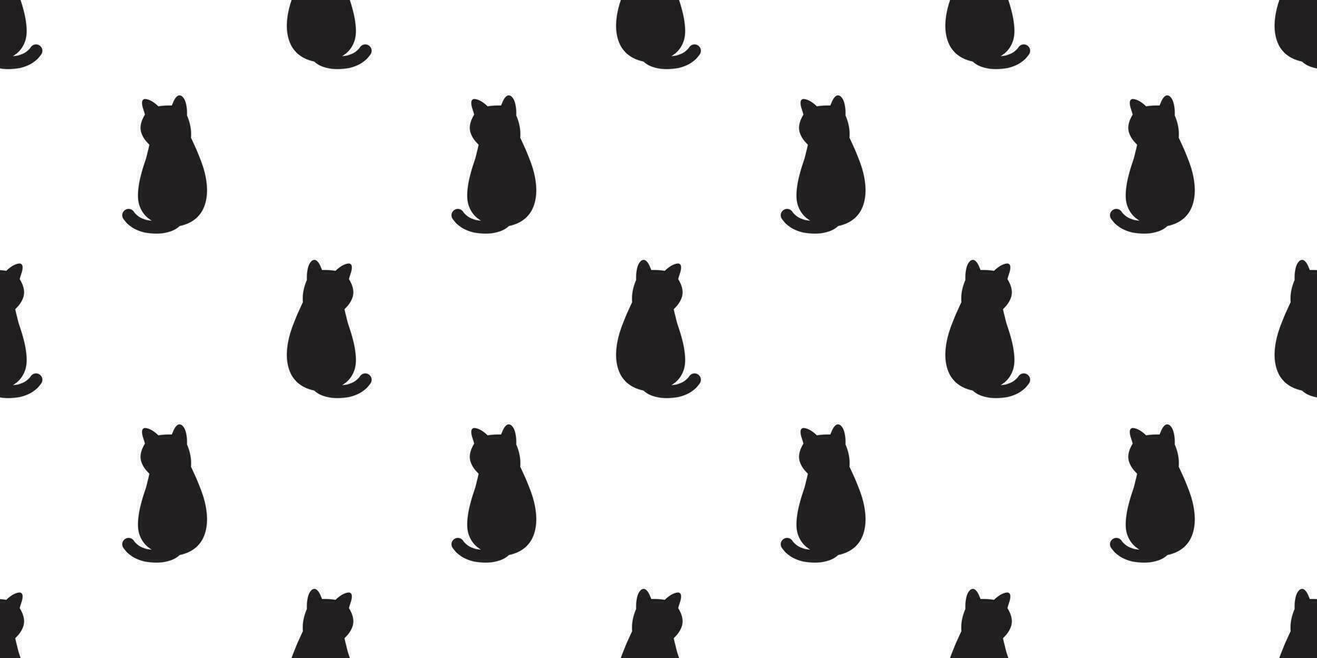 cat Seamless pattern vector kitten calico cartoon scarf isolated halloween tile background doodle illustration repeat wallpaper white black