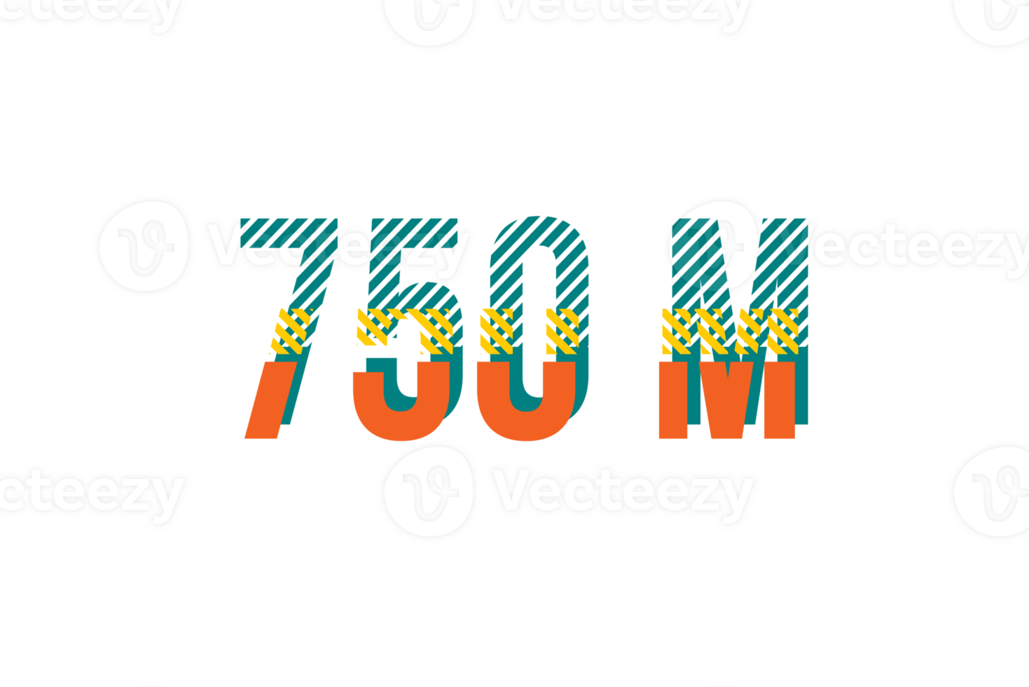 750 million subscribers celebration greeting Number with stripe design png