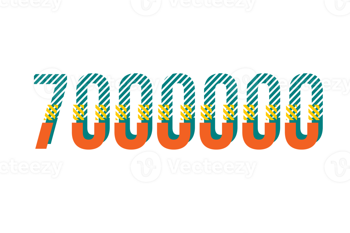 7000000 subscribers celebration greeting Number with stripe design png