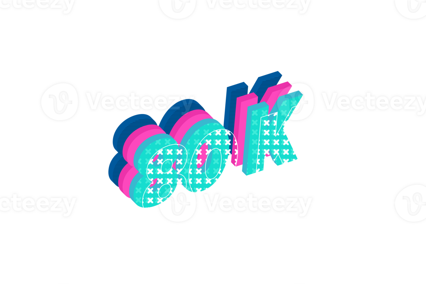 80 k subscribers celebration greeting Number with multi layers design png