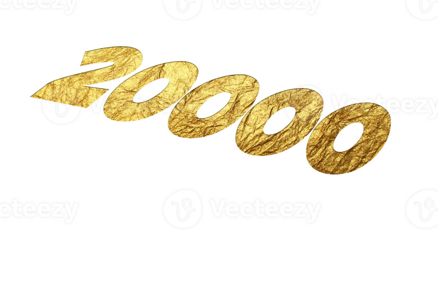 20000 subscribers celebration greeting Number with golden paper design png