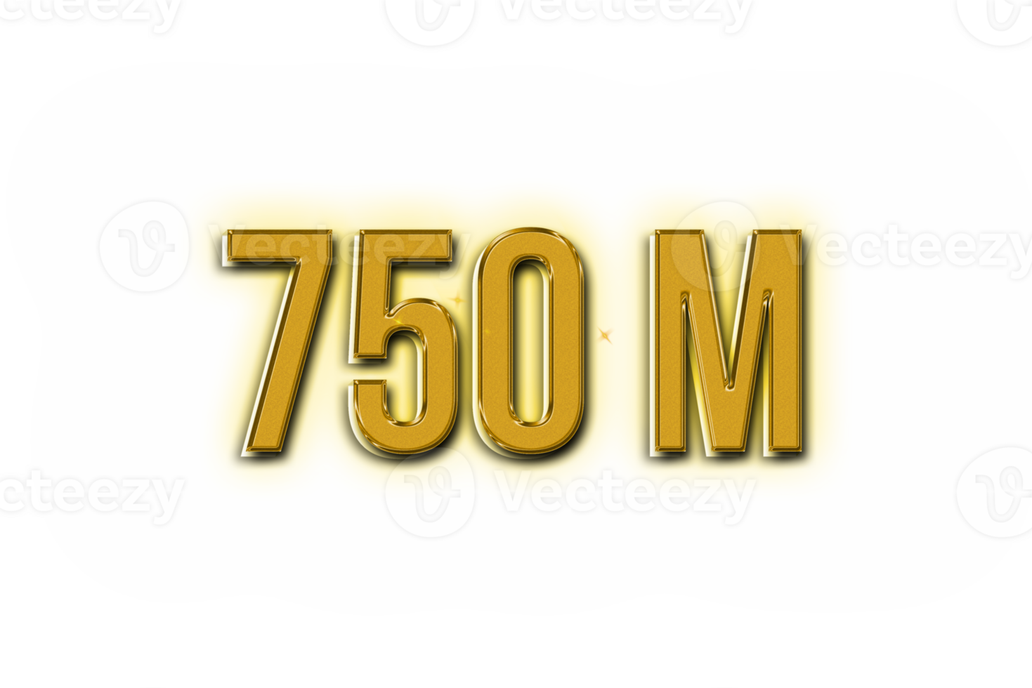 750 million subscribers celebration greeting Number with golden design png