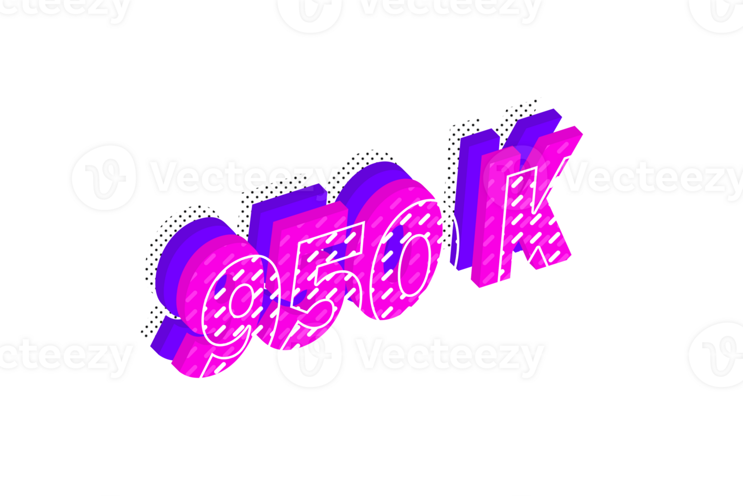 950 k subscribers celebration greeting Number with multi layer design png