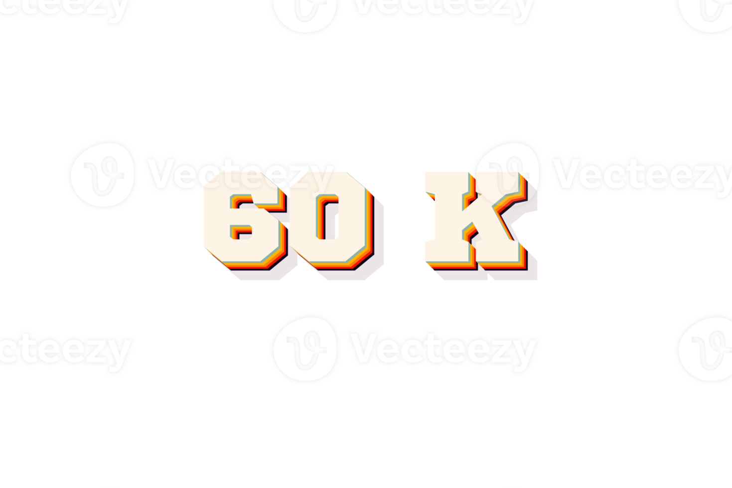 60 k subscribers celebration greeting Number with retro 2 design png