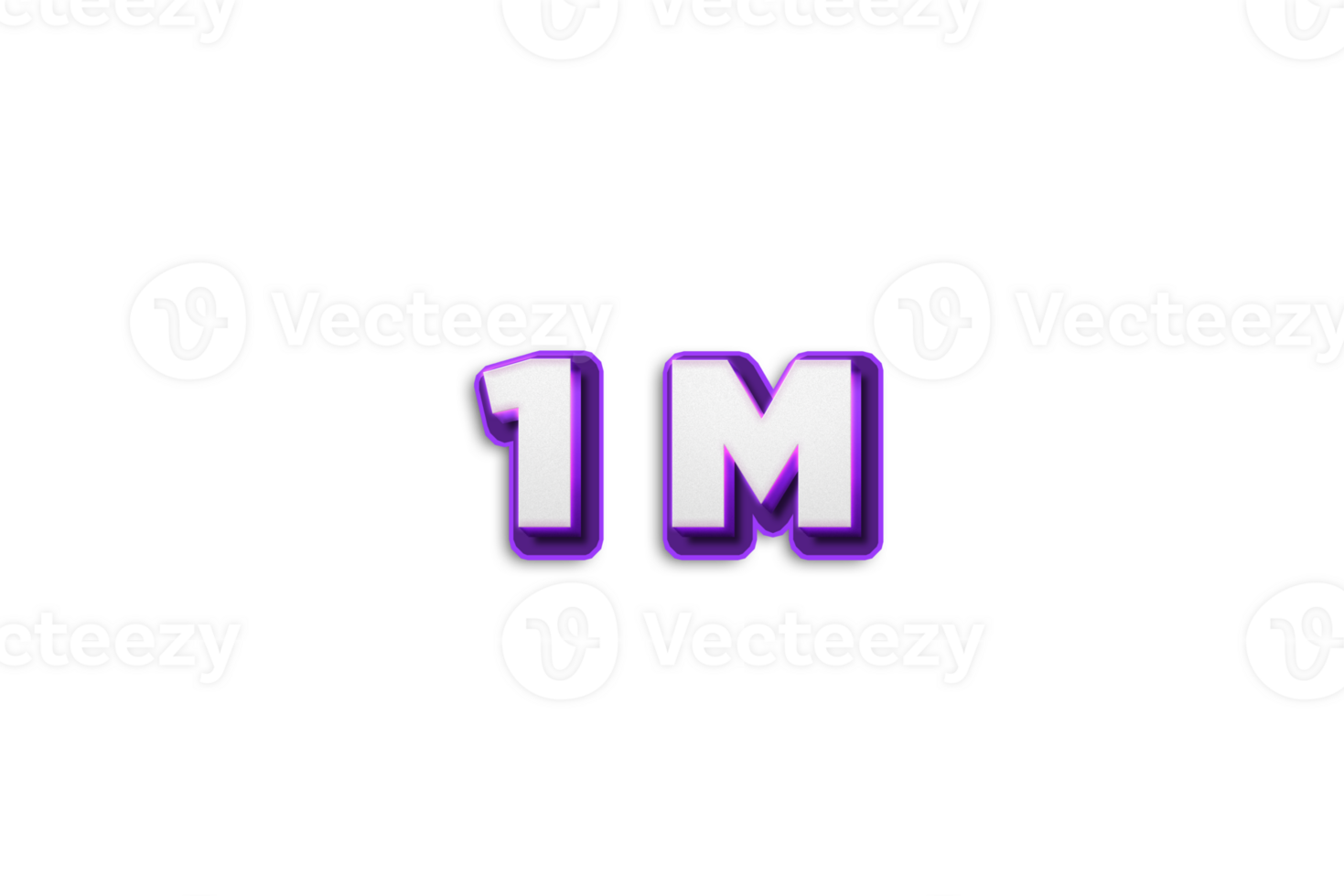 1 million subscribers celebration greeting Number with purple 3d design png