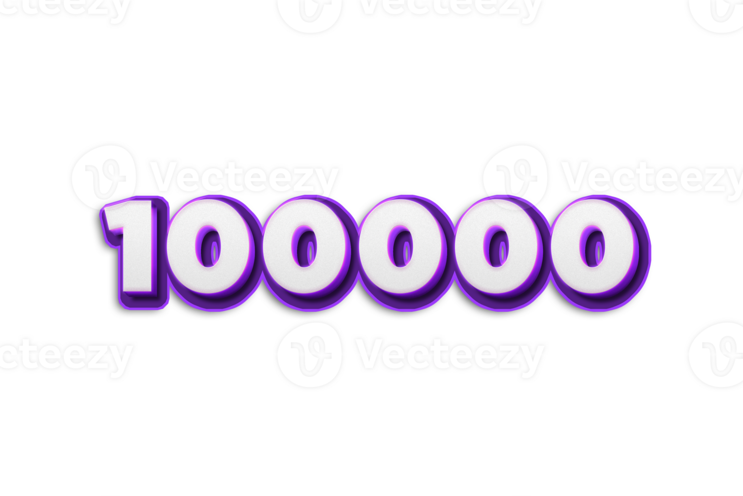 100000 subscribers celebration greeting Number with purple 3d design png