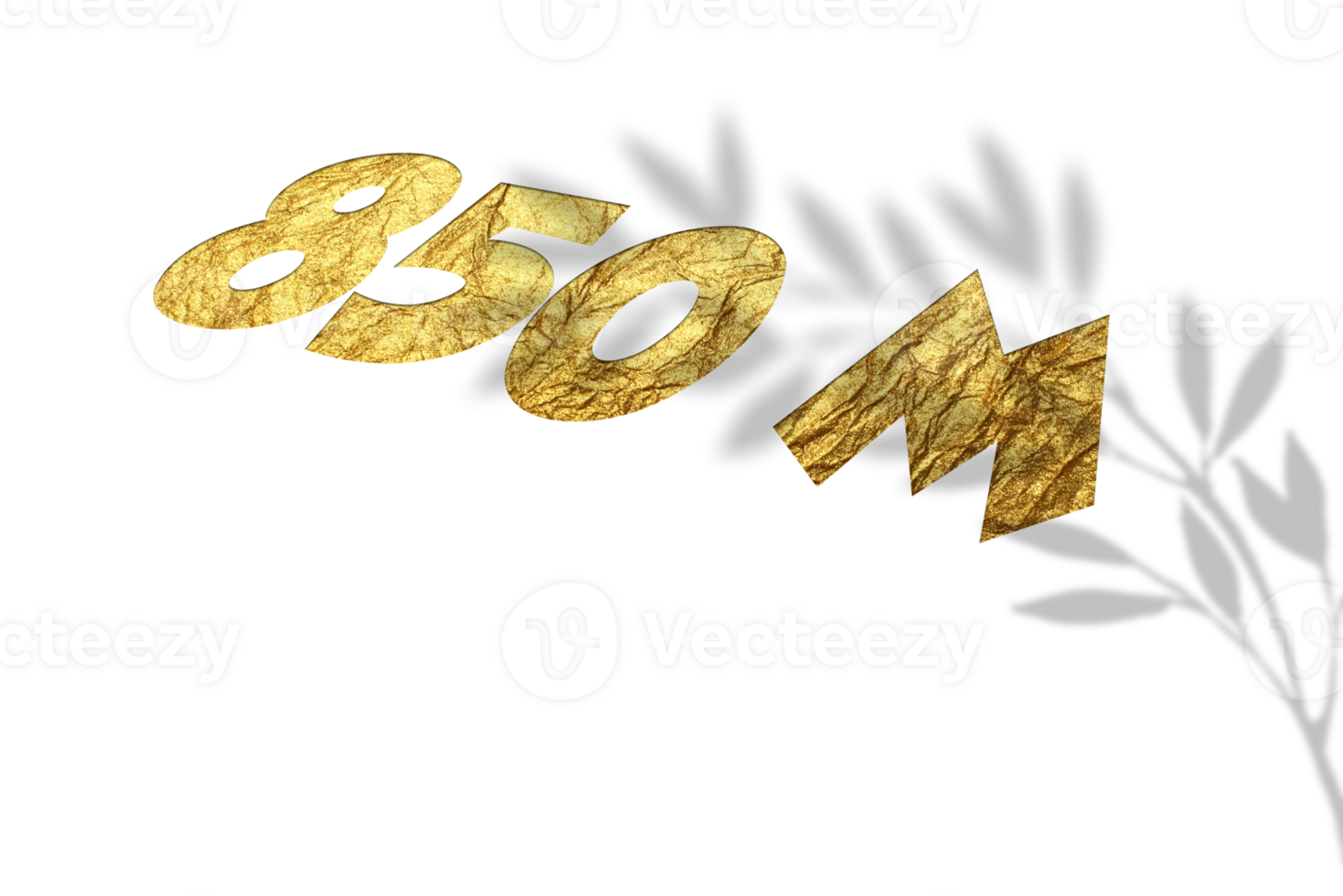 850 millón suscriptores celebracion saludo número con dorado papel diseño png