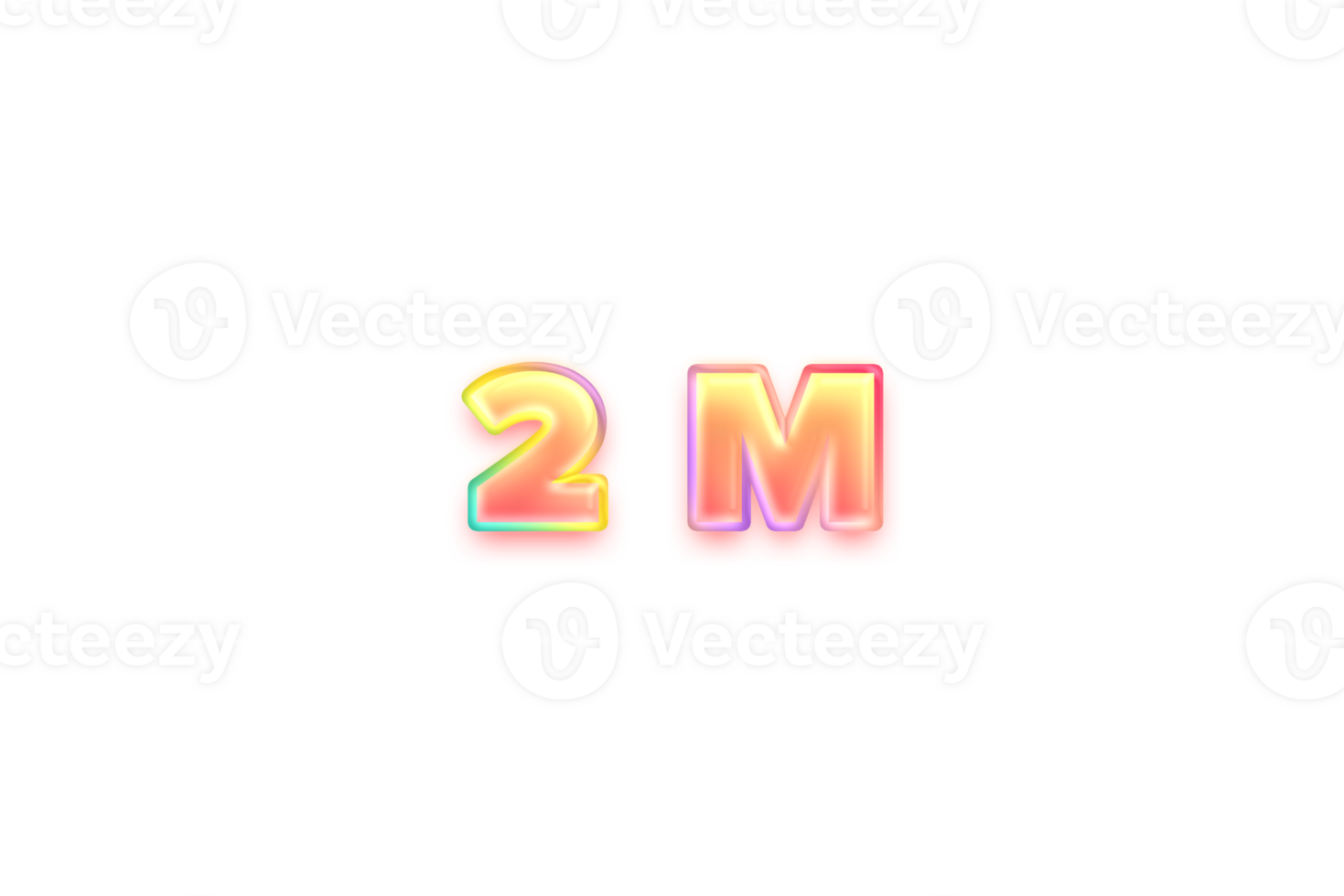 2 million subscribers celebration greeting Number with candy color design png
