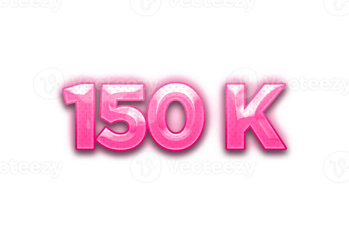 150 k subscribers celebration greeting Number with pink design png