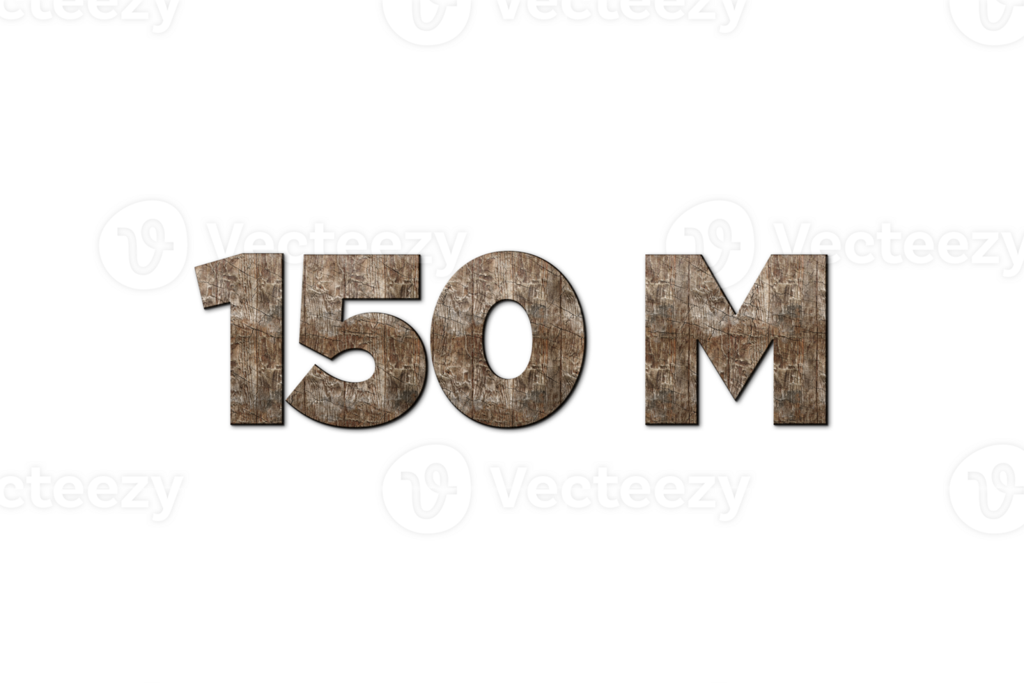 150 million subscribers celebration greeting Number with old walnut wood design png