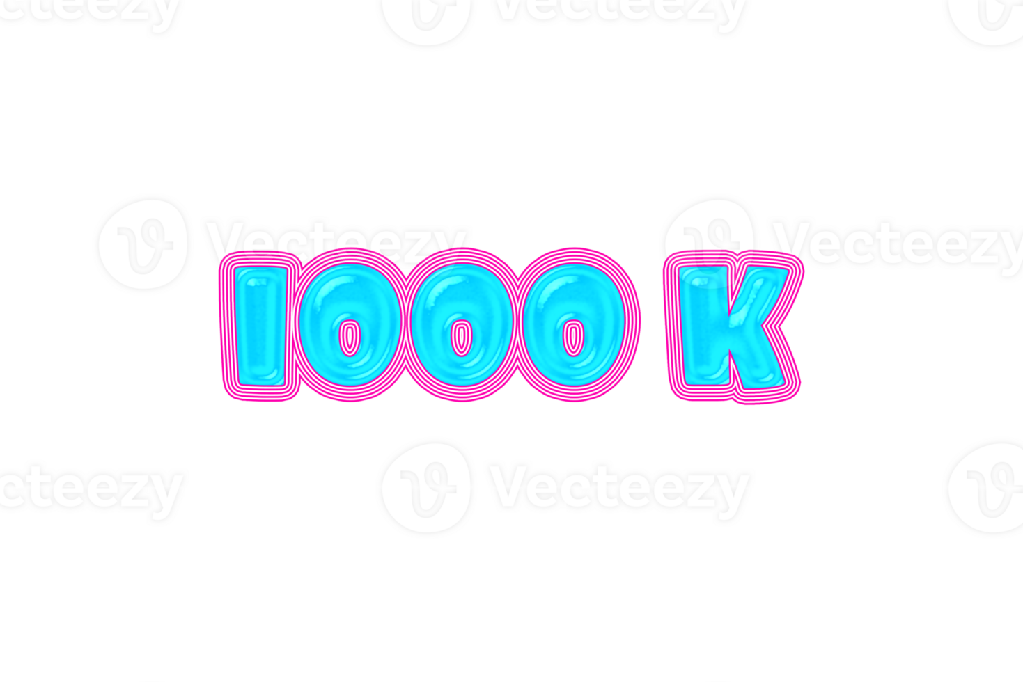 1000 k subscribers celebration greeting Number with jelly design png