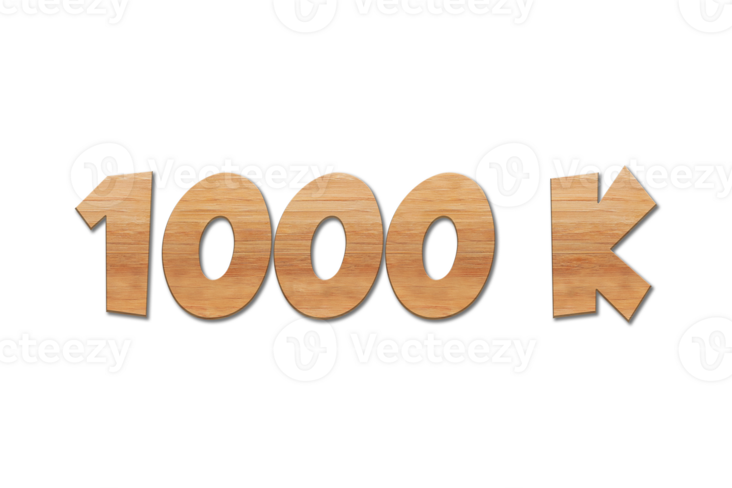 1000 k subscribers celebration greeting Number with oak wood design png