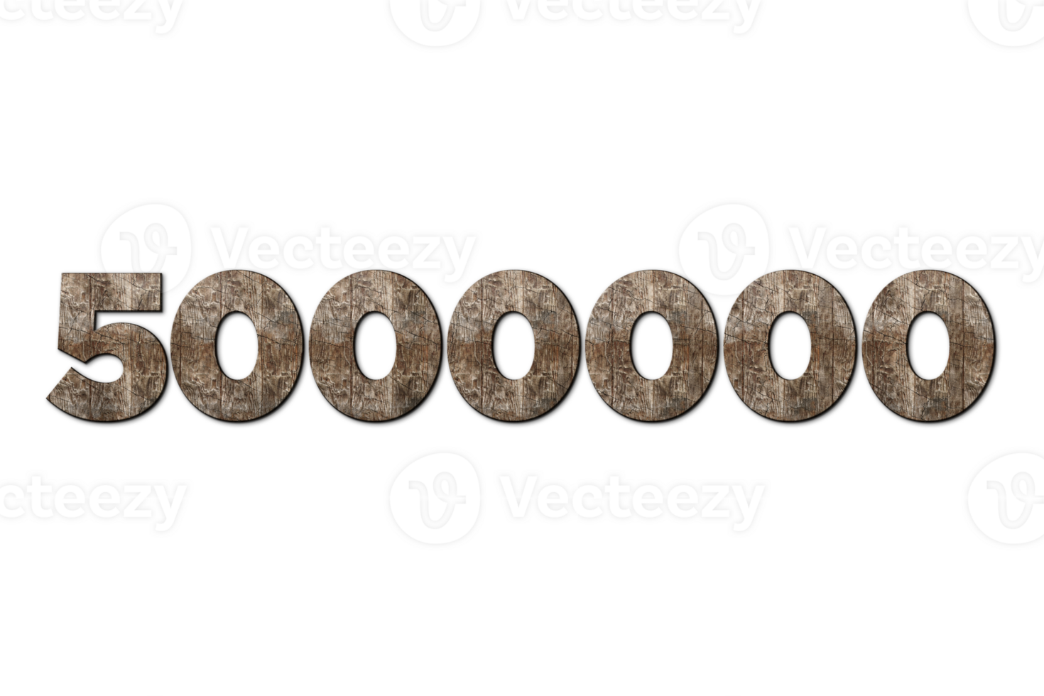 5000000 subscribers celebration greeting Number with old walnut wood design png