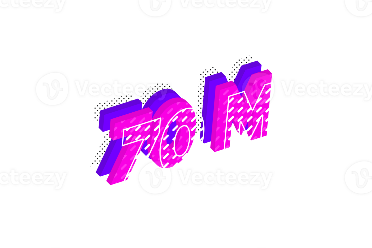 70 million subscribers celebration greeting Number with multi layer design png