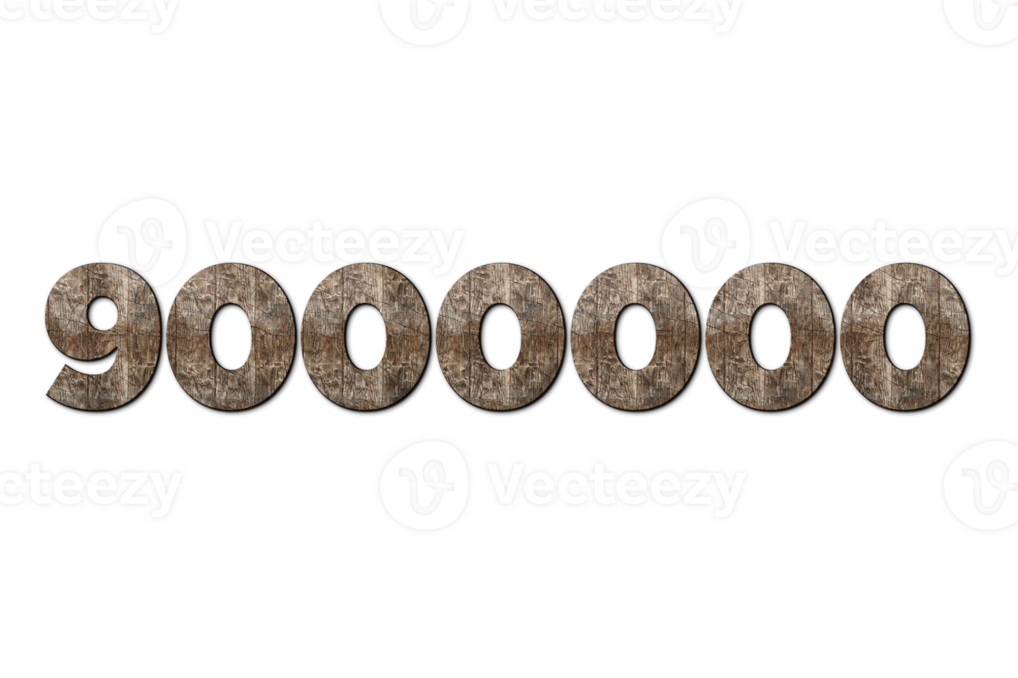 9000000 subscribers celebration greeting Number with old walnut wood design png