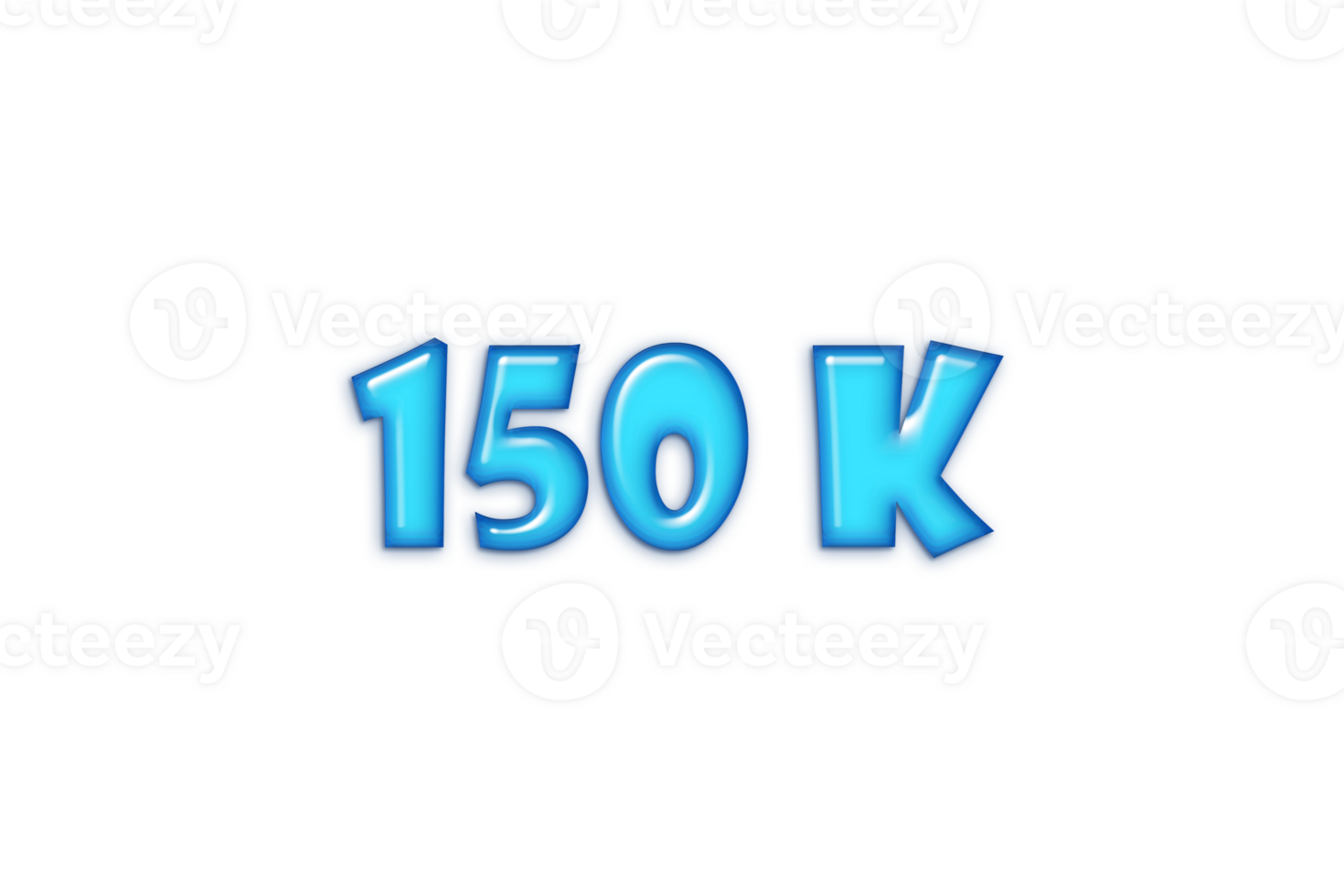 150 k subscribers celebration greeting Number with blue glossi design png
