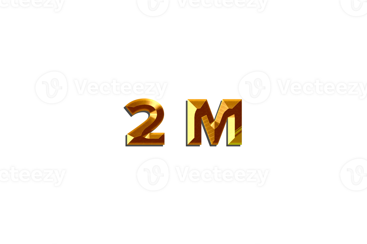 2 million subscribers celebration greeting Number with golden design png
