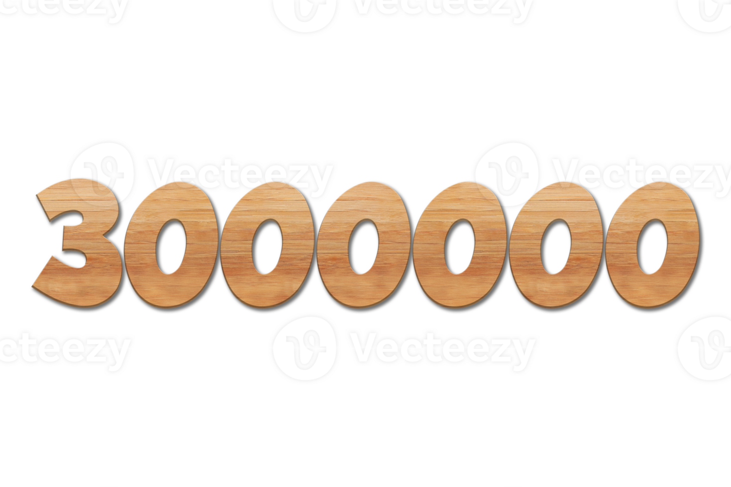 3000000 subscribers celebration greeting Number with oak wood design png