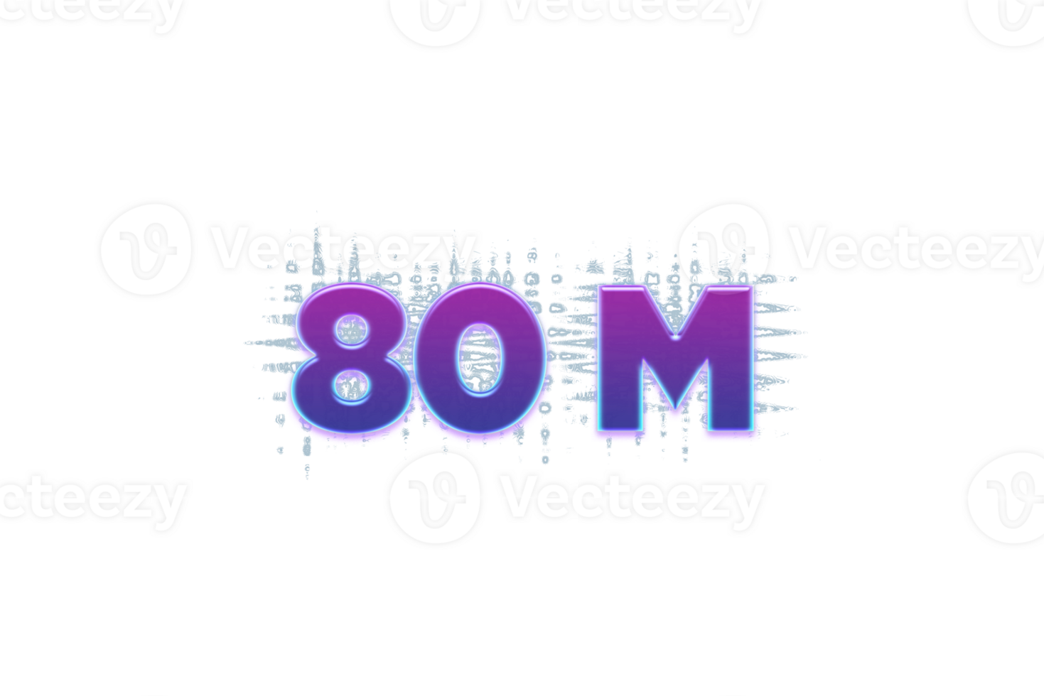 80 millón suscriptores celebracion saludo número con púrpura brillante diseño png