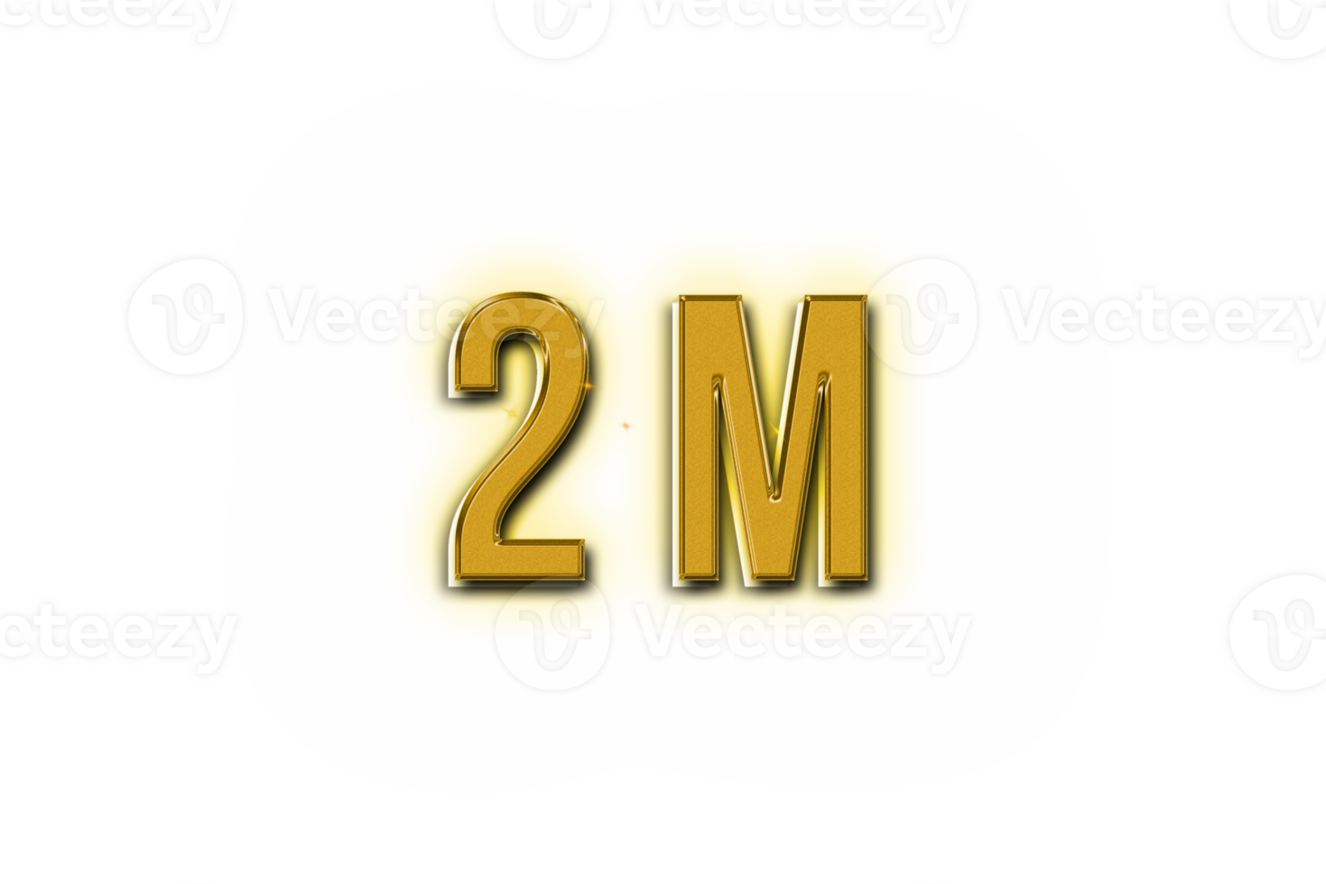 2 million subscribers celebration greeting Number with golden design png