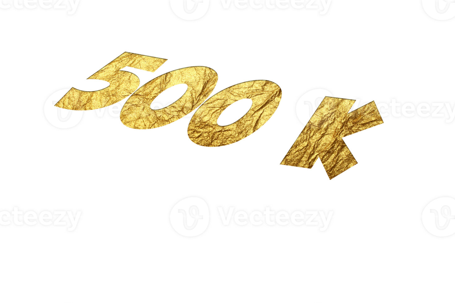 500 k subscribers celebration greeting Number with golden paper design png